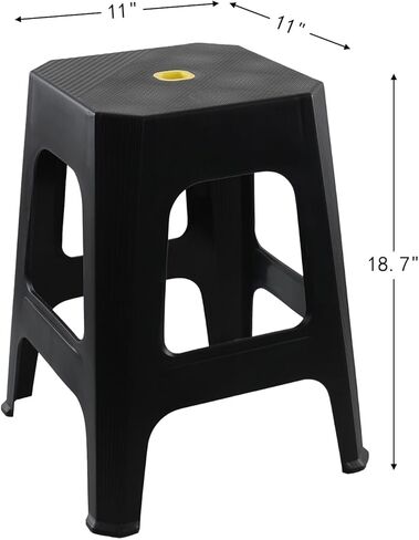 6 عبوات من Sandmovie بمقاعد بلاستيكية بارتفاع 18.7 بوصة بدون ظهر، مقاعد محمولة للتعشيش، مقعد مربع، أسود in Kuwait