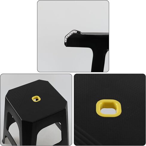 6 عبوات من Sandmovie بمقاعد بلاستيكية بارتفاع 18.7 بوصة بدون ظهر، مقاعد محمولة للتعشيش، مقعد مربع، أسود in Kuwait