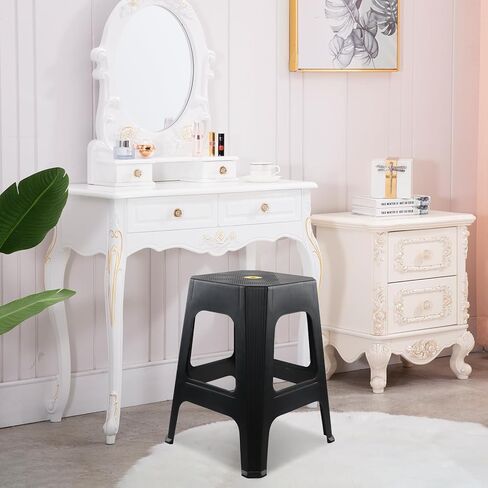 6 عبوات من Sandmovie بمقاعد بلاستيكية بارتفاع 18.7 بوصة بدون ظهر، مقاعد محمولة للتعشيش، مقعد مربع، أسود in Kuwait