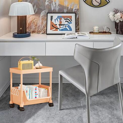 Rolling Book Cart | Multi-Layer Cosmetics Storage Cart - Deskside Rolling Storage Rack - for Home Bathroom Studyroom School Office Document DVD Laptop Kitchen Supplies Cosmetics Floor in Saudi Arabia