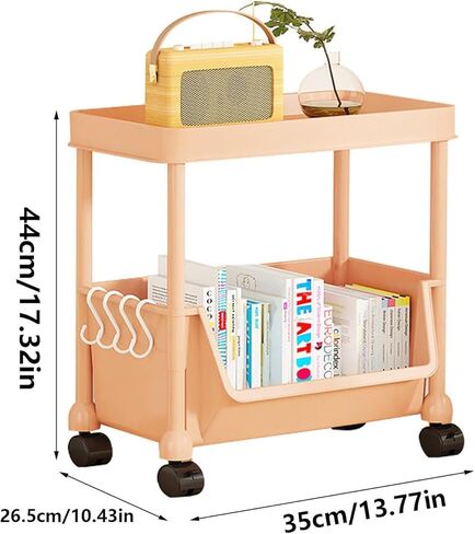 Rolling Book Cart | Multi-Layer Cosmetics Storage Cart - Deskside Rolling Storage Rack - for Home Bathroom Studyroom School Office Document DVD Laptop Kitchen Supplies Cosmetics Floor in Saudi Arabia