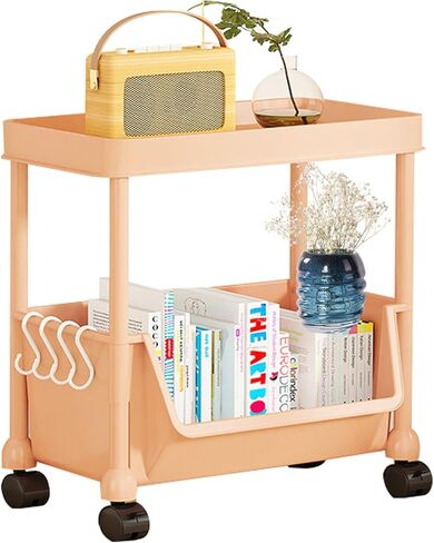 Rolling Book Cart | Multi-Layer Cosmetics Storage Cart - Deskside Rolling Storage Rack - for Home Bathroom Studyroom School Office Document DVD Laptop Kitchen Supplies Cosmetics Floor in Saudi Arabia