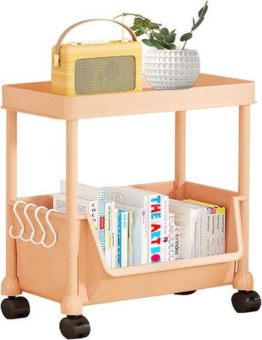 Rolling Book Cart | Multi-Layer Cosmetics Storage Cart - Deskside Rolling Storage Rack - for Home Bathroom Studyroom School Office Document DVD Laptop Kitchen Supplies Cosmetics Floor in Saudi Arabia