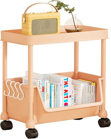 Rolling Book Cart | Multi-Layer Cosmetics Storage Cart - Deskside Rolling Storage Rack - for Home Bathroom Studyroom School Office Document DVD Laptop Kitchen Supplies Cosmetics Floor in Saudi Arabia