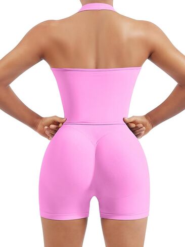 SUUKSESS Womens 2 Piece Workout Sets Padded Halter Tank Top Gym Sets Seamless Tummy Control Biker Shorts for Athletic in Saudi Arabia