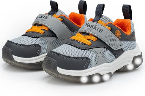 YESKIS Toddler Tennis Shoes Boys Girls Light Up Sneakers LED On-Off Flashing Lightweight Mesh Breathable Running Shoe for Toddler and Little Kids in Kuwait