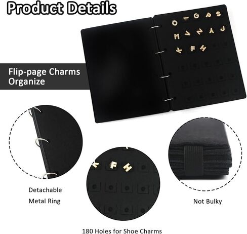 Shoe Charms Organizer for Croc Charms Display Holder with 180 Holes Storage Bag Binder Collection Book in Saudi Arabia