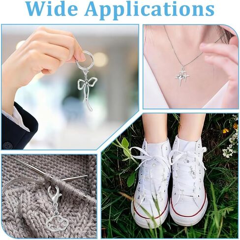 WEBEEDY 60 PCS 30 Styles Clip on Charm Pendants Alloy Shoes Decoration Silver Badge Reel Charm Bows Stars Moon Sun Charms with Lobster Clasp for Jewelry Making Backpack Keys Christmas Party Decoration in Saudi Arabia