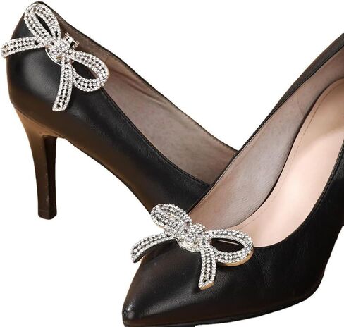 1Pc Shiny Crystal Shoes Decorations Clip Women Shoe Buckle Accessories High-heeled Square Rhinestones Removable Shoes Decoration Flower Bow in Saudi Arabia