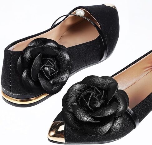 مشابك أحذية جلدية على شكل زهرة للنساء إكسسوارات أحذية بروش مزخرفة بالزهور للصنادل ذات الكعب العالي والأحذية طويلة الرقبة 2.48 بوصة in Saudi Arabia