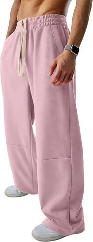JMIERR Mens Baggy Loose Fit Raw Hem Sweatpants Casual Drawstring Pants Y2K Wide Leg Stretchy Pants with Pockets in Saudi Arabia
