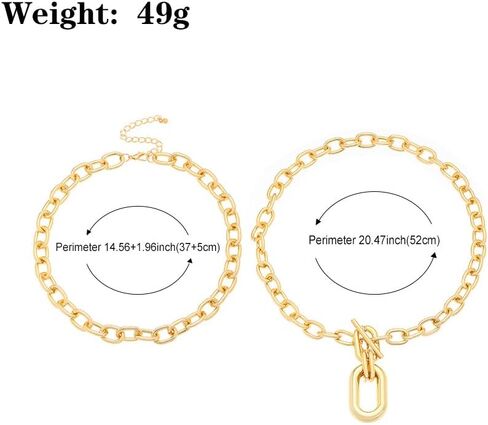 Chunky Chain Necklace for Women Charm Layered Thick Punk Pendant Necklace Multi-layer 80s Hip Hop Paperclip Chain Necklaces Statement 90s Jewelry in Kuwait