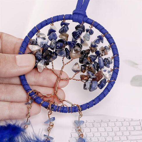 lomohoo حلم الماسك سيارة مرآة الرؤية الخلفية قلادة سحر السيارة مع كريستال الخرز شجرة الحياة حلم صغير الماسك لمرآة الرؤية الخلفية معلقة ديكور غرفة نوم الأطفال 3 "قطر (الأرجواني) in Kuwait