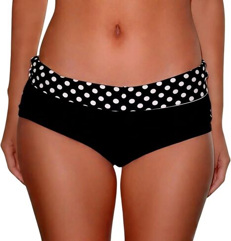 Women Fold Over Bikini Bottom Reversible Polka Dot Bathing Suits Bottoms High Waisted Tummy Control Swim Bottom in Saudi Arabia