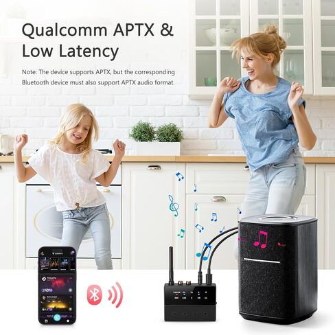 جهاز استقبال إرسال بلوتوث 5.3 من LOFICOPER، محول صوت بلوتوث طويل المدى، جهاز استقبال موسيقى لاسلكي مع قناة مزدوجة، منفذ Aux RCA 3.5 مم، للستيريو المنزلي والكمبيوتر المحمول ومكبرات الصوت in Kuwait