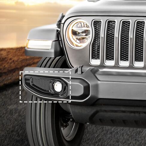 أغطية مصابيح الضباب الأمامية متوافقة مع 2018-2026 Jeep Wrangler JL JLU & Gladiator JT (ألياف الكربون) in Saudi Arabia