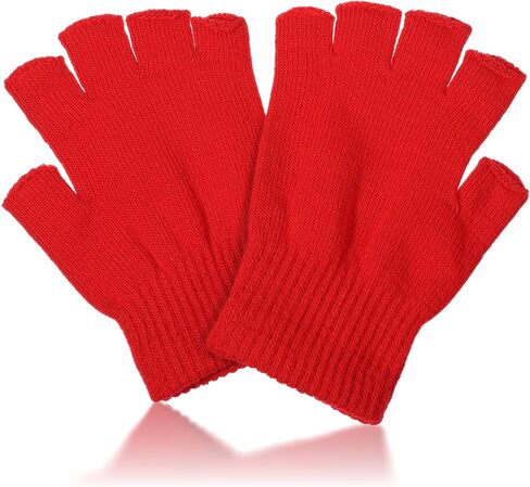 Red Half Finger Glove for Women Men, Knit Fingerless Winter Gloves Winter Knit Warm Mittens Half Finger Touchscreen Warm Gloves Mittens Cozy Typing Glove in Saudi Arabia