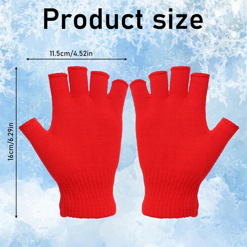 Red Half Finger Glove for Women Men, Knit Fingerless Winter Gloves Winter Knit Warm Mittens Half Finger Touchscreen Warm Gloves Mittens Cozy Typing Glove in Saudi Arabia