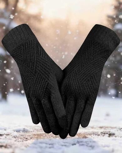 Women's Winter Gloves Thermal Touchscreen - Knit Lined, Warm & Stretchable for Running, Driving, Cold Weather - Soft in Saudi Arabia