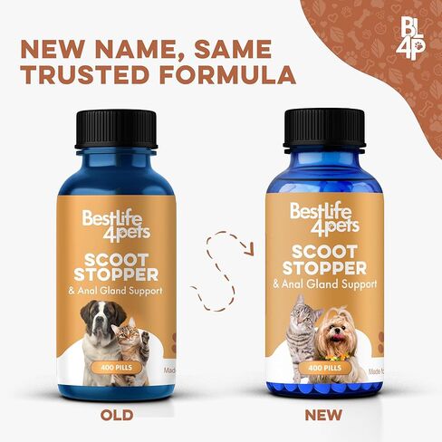 BestLife4Pets Scoot Stopper & Anal Gland Support - Natural Relief for Anal Gland Issues, Rectal Prolapse, Itching and Discomfort in Dogs & Cats of All Breeds and Sizes - 400 Odorless, Tasteless Pills in Kuwait