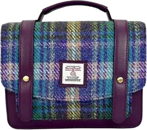 Mini Messenger Handbag for Women, Harris Tweed & Vegan Leather Crossbody Satchel Bag, Authentic Scottish Design in Saudi Arabia