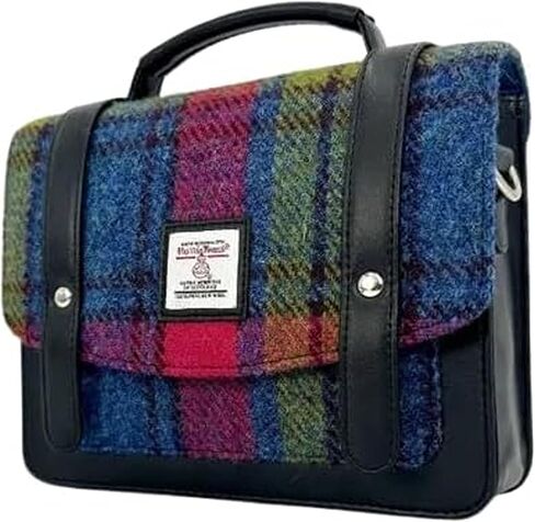 Mini Messenger Handbag for Women, Harris Tweed & Vegan Leather Crossbody Satchel Bag, Authentic Scottish Design in Saudi Arabia