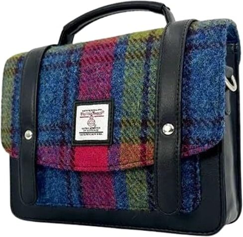 Mini Messenger Handbag for Women, Harris Tweed & Vegan Leather Crossbody Satchel Bag, Authentic Scottish Design in Saudi Arabia