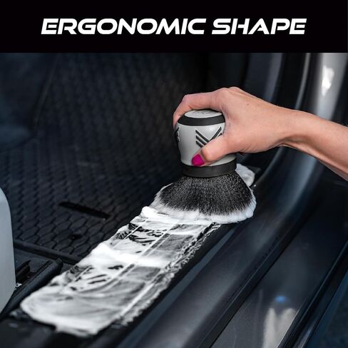 VIKING Car Cleaning Brush for Car Detailing Kit, Super-Soft Bristles for Interior Detail and Cleaning, 5 Inch Diameter, Black/Grey, Storage Stand Included in Saudi Arabia