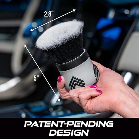 VIKING Car Cleaning Brush for Car Detailing Kit, Super-Soft Bristles for Interior Detail and Cleaning, 5 Inch Diameter, Black/Grey, Storage Stand Included in Saudi Arabia