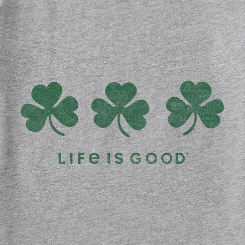تي شيرت نسائي من Life is Good بأكمام قصيرة وثلاثة شمروكس، رمادي منقط in Saudi Arabia