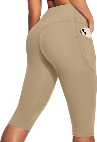Heathyoga Capri Leggings with Pockets for Women Tummy Control Knee Length Leggings Yoga Pants Women Capri Pants Workout in Saudi Arabia