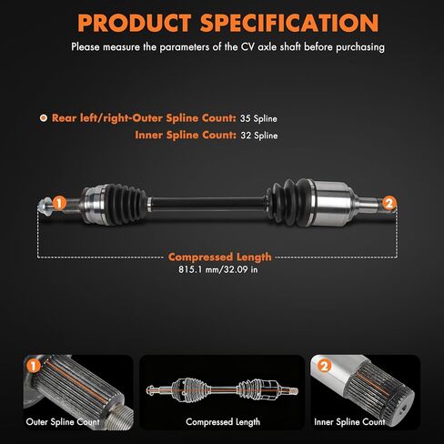 ASAPE CV Axle Shaft Rear Left/Right Assembly Replacement - Compatible with 2016-2017 for Dodge Charger 5.7L RWD 68258859AB CH-8307 CH8307 in Saudi Arabia