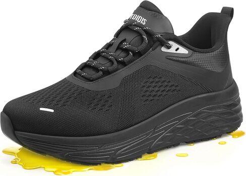 حذاء عمل أسود غير قابل للانزلاق للنساء، أحذية رياضية مريحة ومقاومة للماء لخدمة الطعام لخدمة المطبخ والمطاعم - Zapatos Trabajo in Kuwait