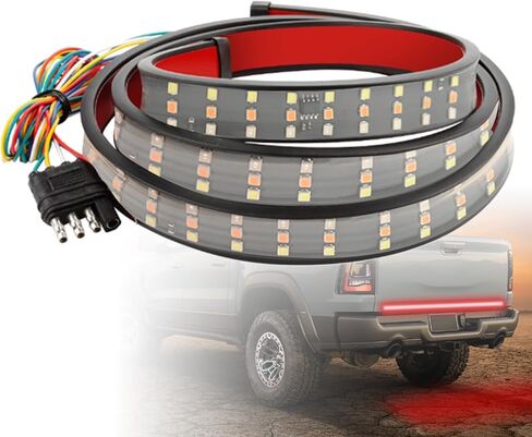 شريط إضاءة للباب الخلفي LED ثلاثي الصف مقاس 60 بوصة للشاحنات ومقطورات سيارات الدفع الرباعي RV، 6 وظائف فرامل حمراء بيضاء عكسية صفراء إشارة الانعطاف الوامضة in Saudi Arabia