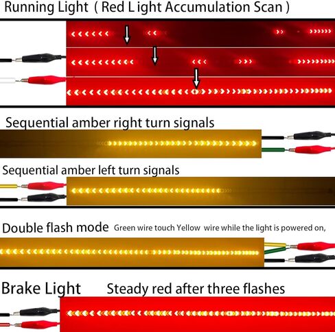 60 Inch LED Tailgate Light Bar with Bright Arrow Pattern Red Brake Running Amber Sequential Turn Signals Double Flash Light Strip Tail IP67 Waterproof for Truck Pickup Trailer SUV RV Van in Kuwait