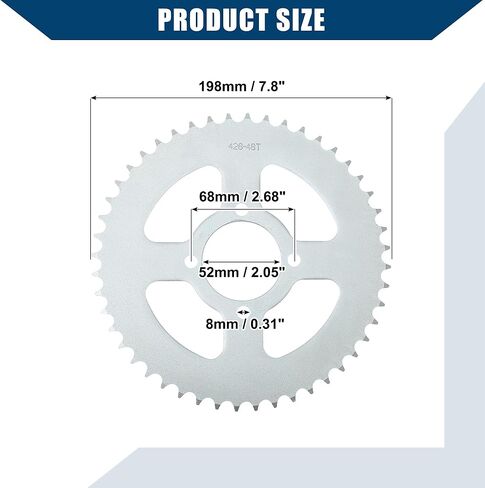 428 Pitch 48 Tooth Motorcycle Chain Sprocket Rear Sprocket/Rear Side for 50cc 70cc 90cc 110cc 125cc Dirt Pit Bike Mini Bike ATV 4 Wheelers Moped/Durable 52mm ID / 1 Pcs in Saudi Arabia