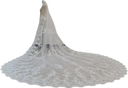 Cathedral Length Bridal Veil Veil Wide Veil 1 Layer Wedding Veil Metal Comb Real Photo Girls in Saudi Arabia