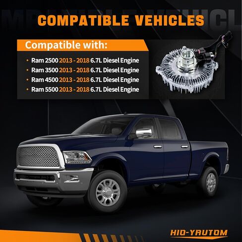 52014729AC قابض مروحة تبريد المحرك المشعاع متوافق مع 2013-2018 Ram 2500 3500 4500 5500 6.7L استبدال محرك الديزل لـ 52014729AC 52014729AA 52014729AB in Kuwait
