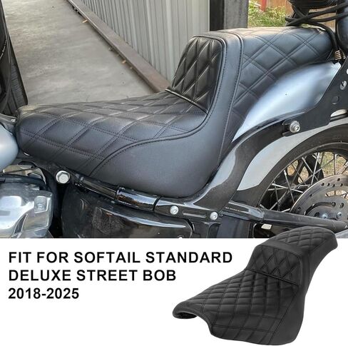 Driver Passenger Seat - PSLER Motorcycle Seat Compatible with Softail Standard Deluxe Street Bob 2018-2025, Grid Type in Saudi Arabia