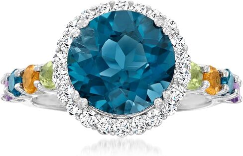 Ross-Simons 4.20 Carat London Blue Topaz and 1.00 ct. t.w. Multi-Gemstone Ring in Sterling Silver in Saudi Arabia
