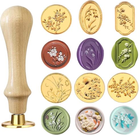 7Pcs Flower Wax Seal Stamp Kit Vintage Flower Wax Stamp Heads with Removable Wooden Handle Floral Stamps Letter Sealing Wax Seal Kit for Wedding Invitations Envelopes Cards Gift Packing Decorations in Saudi Arabia