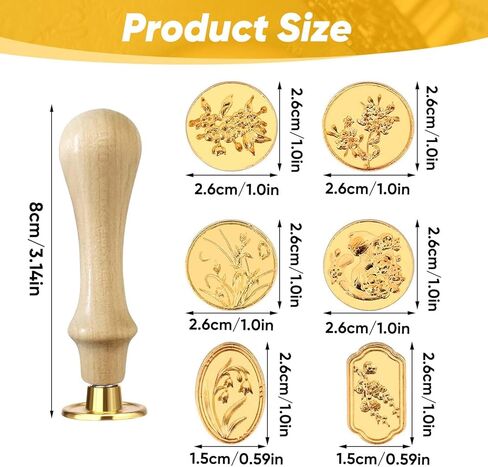 7Pcs Flower Wax Seal Stamp Kit Vintage Flower Wax Stamp Heads with Removable Wooden Handle Floral Stamps Letter Sealing Wax Seal Kit for Wedding Invitations Envelopes Cards Gift Packing Decorations in Saudi Arabia