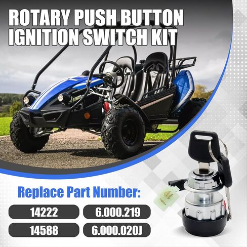 3-Way Rotary Push Button Ignition Switch Kit Compatible with Hammerhead SS150 GTS150 Trailmaster Blazer 150X, American Sportworks 150CC 250CC, Replacement for 14222 14588 6.000.219 6.000.020J in Saudi Arabia