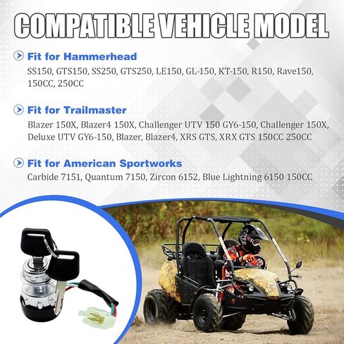3-Way Rotary Push Button Ignition Switch Kit Compatible with Hammerhead SS150 GTS150 Trailmaster Blazer 150X, American Sportworks 150CC 250CC, Replacement for 14222 14588 6.000.219 6.000.020J in Saudi Arabia
