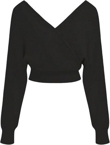 Verdusa Women's Off The Shoulder Cozy Sweaters Elegant Knit Pullover Wrap Crop Tops Fall Outfits in Saudi Arabia
