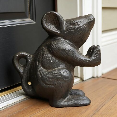 سدادة باب فأر من الحديد الزهر، حاجز باب ريفي للخدمة الشاقة، تمثال زخرفي لحامل الفأر الأسود، إسفين باب الحيوان للمنزل والمكتب والفناء والحديقة والمزرعة، 2.4 Ib in Kuwait