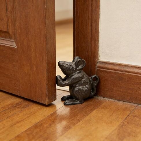 سدادة باب فأر من الحديد الزهر، حاجز باب ريفي للخدمة الشاقة، تمثال زخرفي لحامل الفأر الأسود، إسفين باب الحيوان للمنزل والمكتب والفناء والحديقة والمزرعة، 2.4 Ib in Kuwait