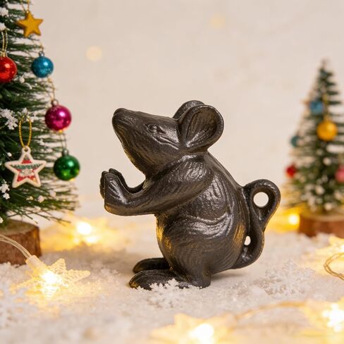 سدادة باب فأر من الحديد الزهر، حاجز باب ريفي للخدمة الشاقة، تمثال زخرفي لحامل الفأر الأسود، إسفين باب الحيوان للمنزل والمكتب والفناء والحديقة والمزرعة، 2.4 Ib in Kuwait