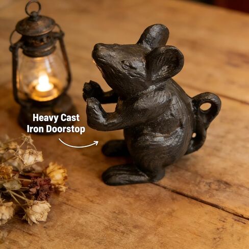 سدادة باب فأر من الحديد الزهر، حاجز باب ريفي للخدمة الشاقة، تمثال زخرفي لحامل الفأر الأسود، إسفين باب الحيوان للمنزل والمكتب والفناء والحديقة والمزرعة، 2.4 Ib in Kuwait