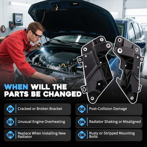 دعامات دعم المبرد زوج اليسار واليمين مناسب لكرايسلر باسيفيكا فوييجر 2017-2024 دعامة تثبيت المصباح الأمامي تحل محل 68292238AB 68292239AB 68292239AC 68292239AA in Kuwait